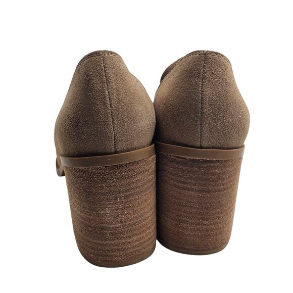 New Women's - Joie Wevenly Tan Suede Square Toe Block Heels, Size 8 1/2 - Picture 9 of 11